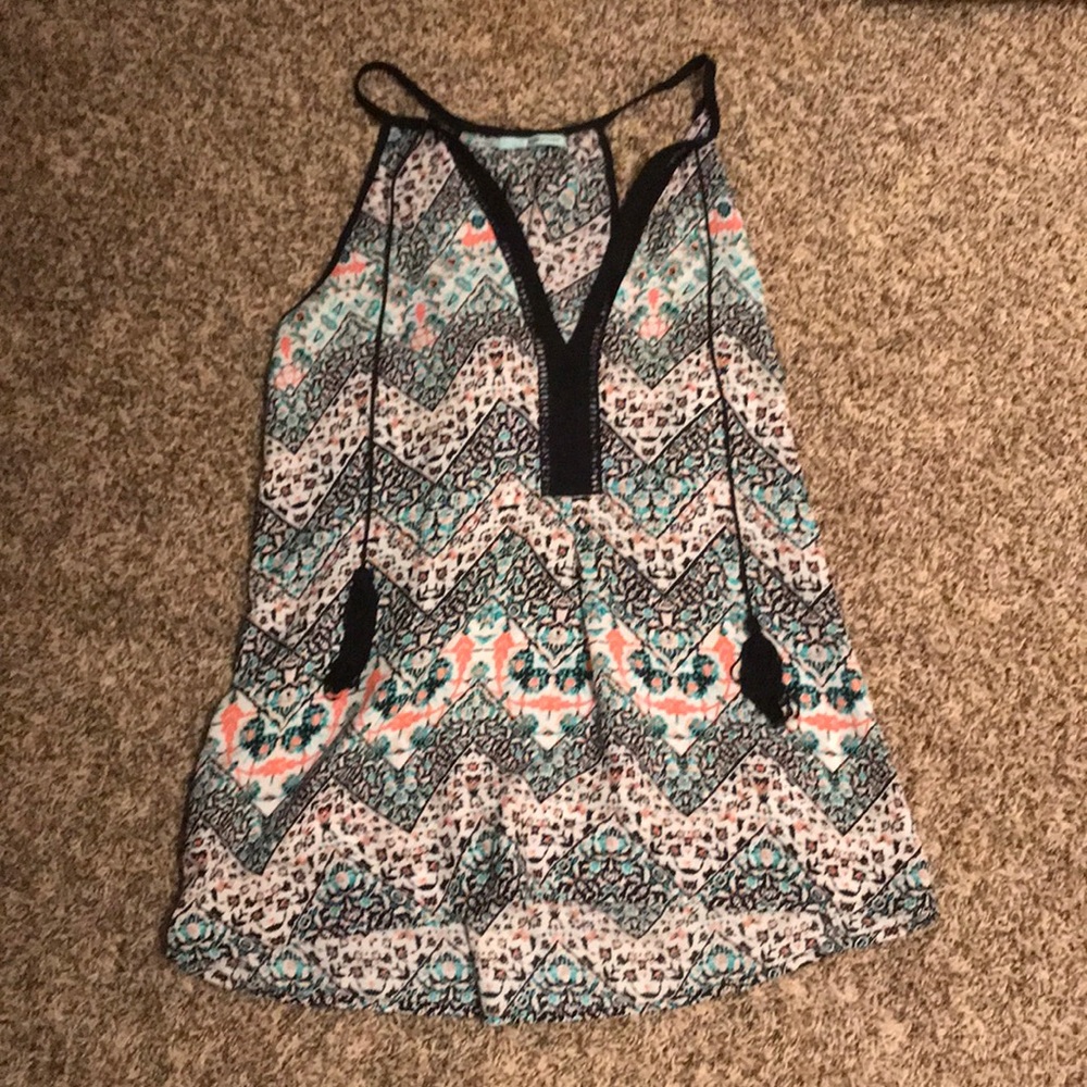 Floral tank top with tassels